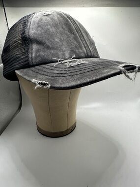 C.C Distressed Washed Black Trucker Hat